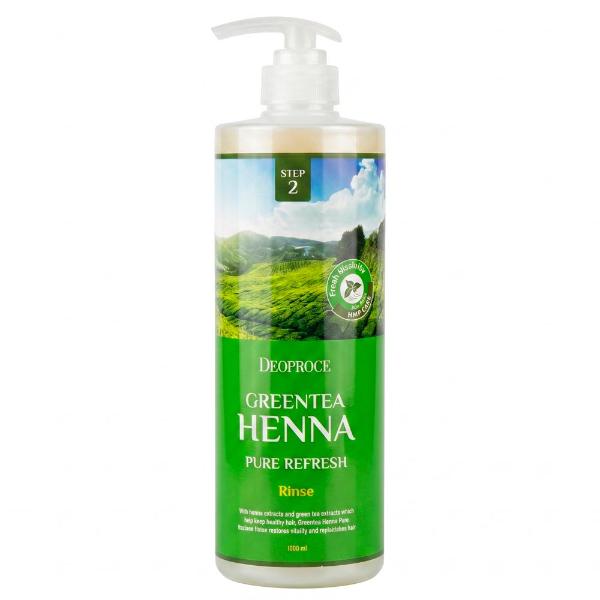 Бальзам для волос с экстрактом зеленого чая и хна Deoproce Green Tea Henna Pure Refresh Rinse 1000 мл