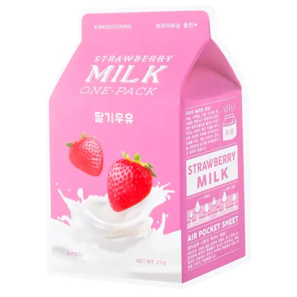 Тканевая маска с молочными протеинами и экстрактом клубники A'pieu Strawberry Milk One-Pack 21 мл