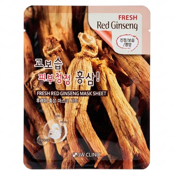Тканевая маска с экстрактом красного женьшеня 3W CLINIC Fresh Red Ginseng Mask Sheet 23 г
