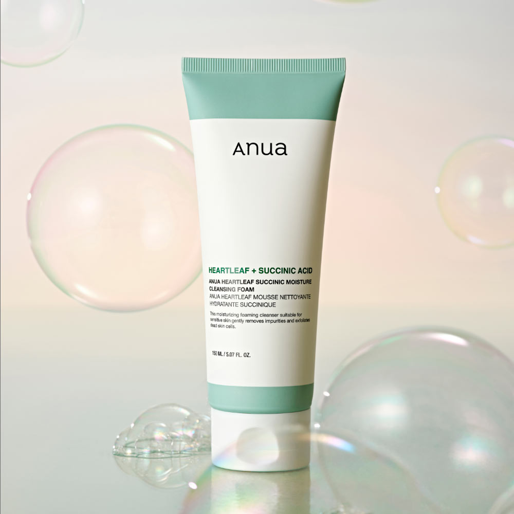Гель-пенка для умывания с янтарной кислотой Anua Heartleaf Succinic Moisture Cleansing Foam 150 мл