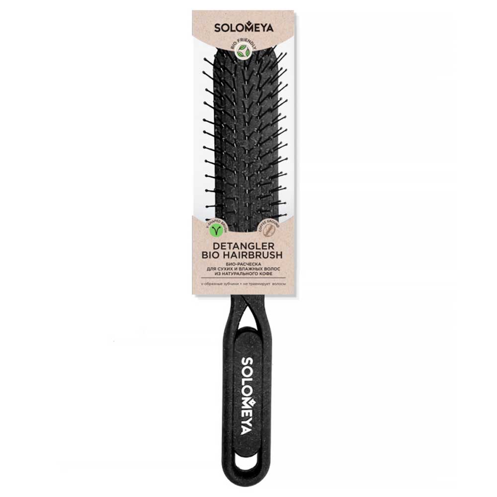 Расческа био для распутывания сухих и влажных волос Solomeya Detangler Bio Hairbrush for Wet Dry Hair Coffee Materia 1 шт