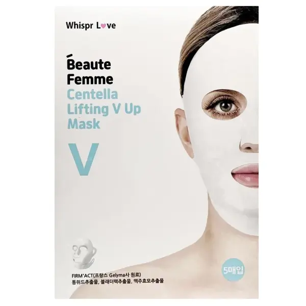 Антивозрастная тканевая маска с экстрактом центеллы Whispr love Beaute Femme Centella Lifting V Up Mask 40 мл
