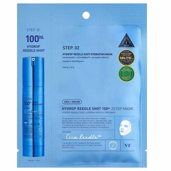 Увлажняющая двухступенчатая тканевая маска VT Cosmetics Hydrop Reedle Shot 100hL 2 Step Mask 27г + 1,5 г