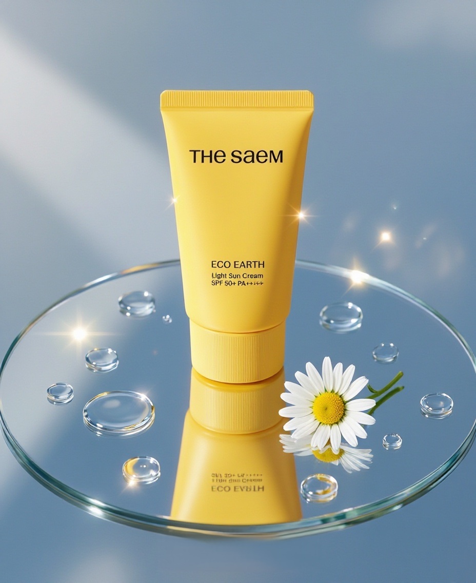 Лёгкий солнцезащитный крем для лица The Saem Eco Earth Light Sun Cream SPF50+ PA+++ 50 г