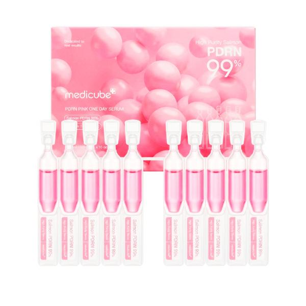 Набор концентрированных сывороток для лица с ПДРН и коллагеном Medicube PDRN Pink One Day Serum 10 шт * 1,5 мл