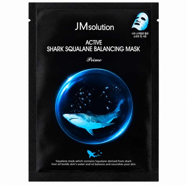 Питательная тканевая маска для лица с акульим скваланом JMsolution Active Shark Squalane Balancing Mask Prime 30 мл