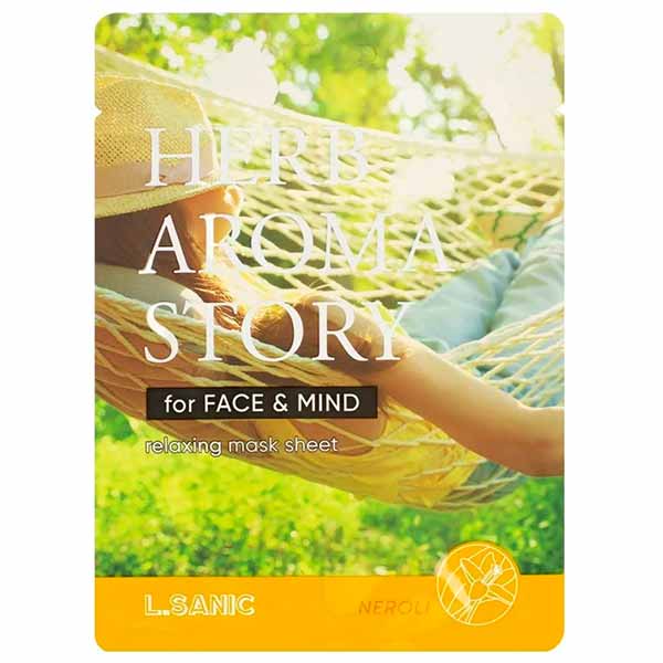 Тканевая маска с экстрактом нероли, эффект ароматерапии L.SANIC Herb Aroma Story Neroli Relaxing Mask Sheet 25 мл