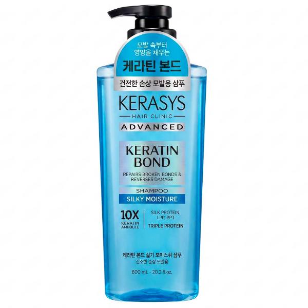 Увлажняющий ампульный шампунь для волос с керамидами KeraSys Advanced Keratin Bond Silky Moisture Shampoo 600 мл