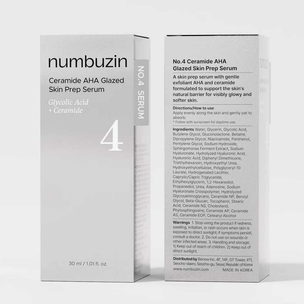 Обновляющая сыворотка для лица с кислотами Numbuzin No.4 Ceramide AHA Glazed Skin Prep 30 мл
