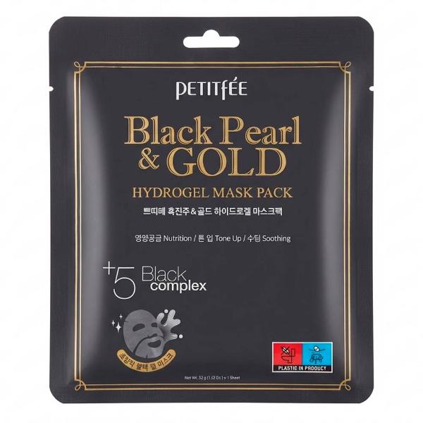 Антивозрастная гидрогелевая маска для лица Petitfee Black Pearl Gold Hydrogel Mask Pack 32 г