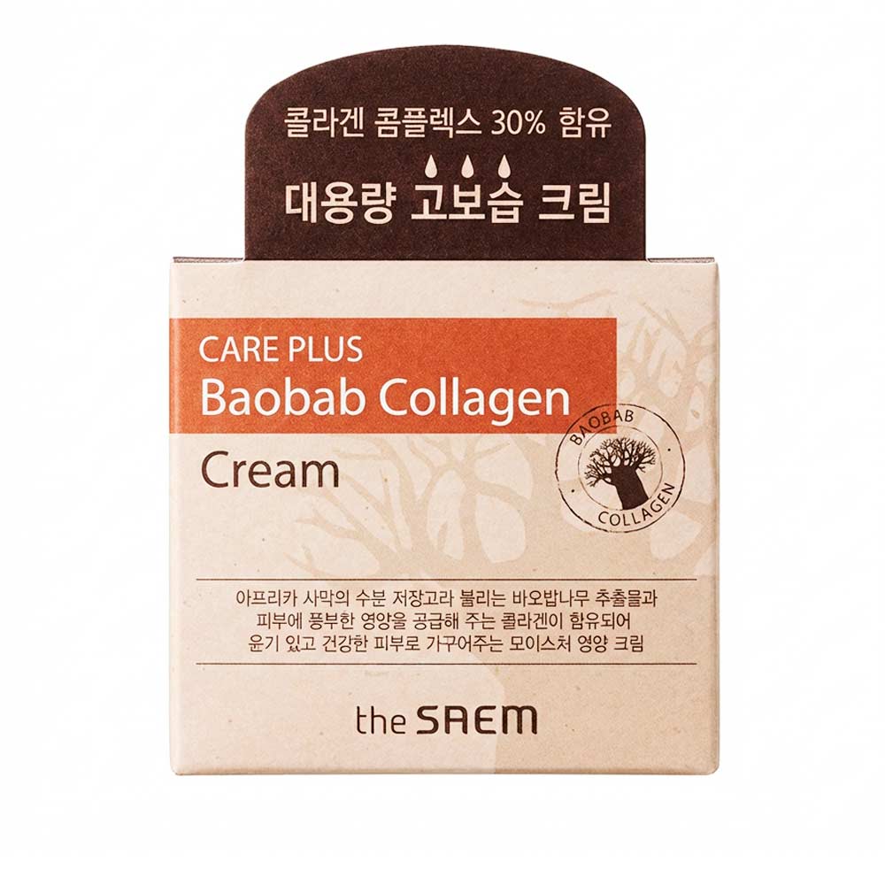 Увлажняющий коллагеновый крем для лица с экстрактом баобаба The Saem Care Plus Baobab Collagen Cream 100 мл