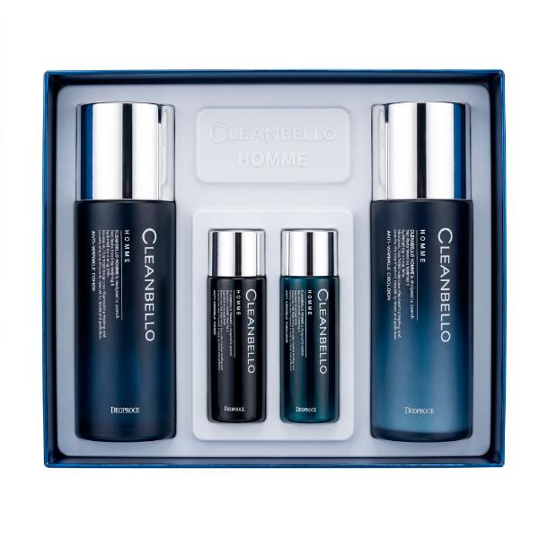 Мужской антивозрастной набор для лица с коллагеном Deoproce Cleanbello Homme Anti-Wrinkle Set 2 шт 150 мл, 2 шт 30 мл