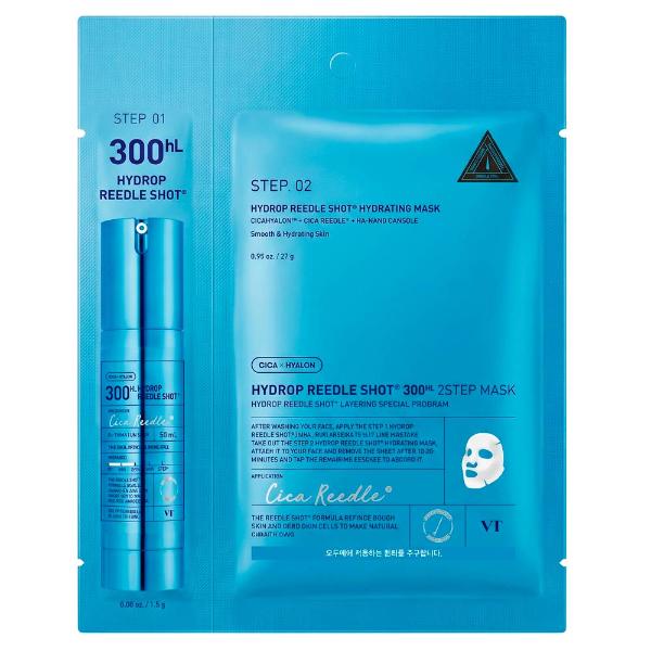 Интенсивная увлажняющая маска для лица с микроиглами VT Cosmetics Hydrop Reedle Shot 300hL 2 Step Mask 27г + 1,5 г
