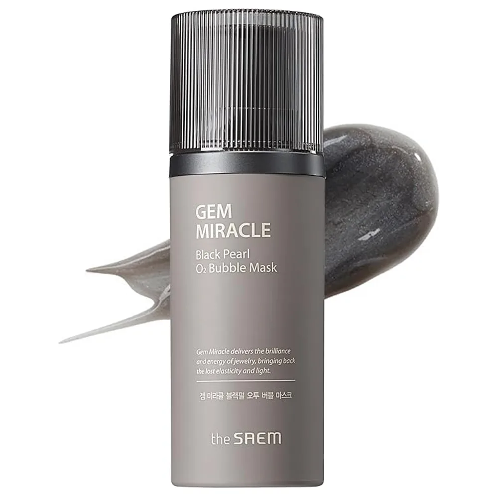 Очищающая кислородная маска для лица с экстрактом жемчуга The Saem Gem Miracle Black Pearl O2 Bubble Mask 105 г
