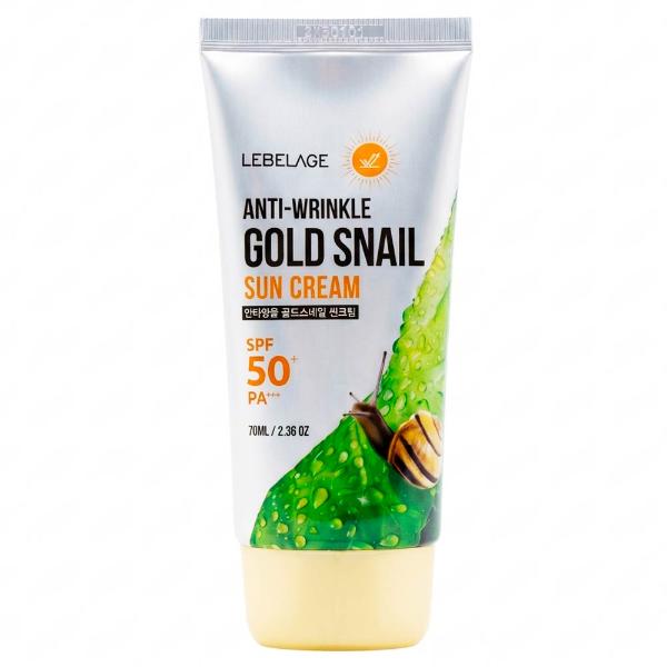 Крем для лица и тела солнцезащитный LEBELAGE Anti Wrinkle Gold Snail Sun Cream Spf 50+ Pa+++ 70 мл