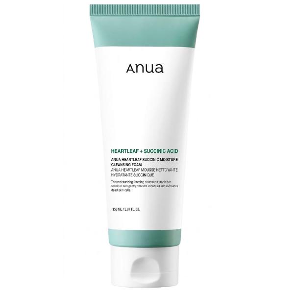 Гель-пенка для умывания с янтарной кислотой Anua Heartleaf Succinic Moisture Cleansing Foam 150 мл