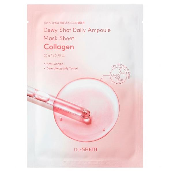 Тканевая маска для лица с коллагеном The Saem Dewy Shot Daily Ampoule Mask Sheet Collagen 20 г