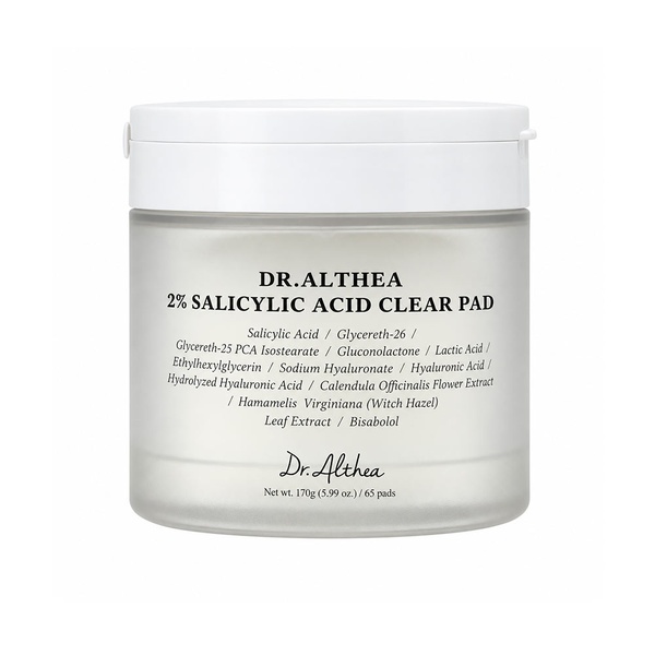 Тонизирующие диски-пэды для проблемной кожи лица с 2% BHA Dr. Althea 2% Salicylic Acid Clear Pad 170 г 65 шт