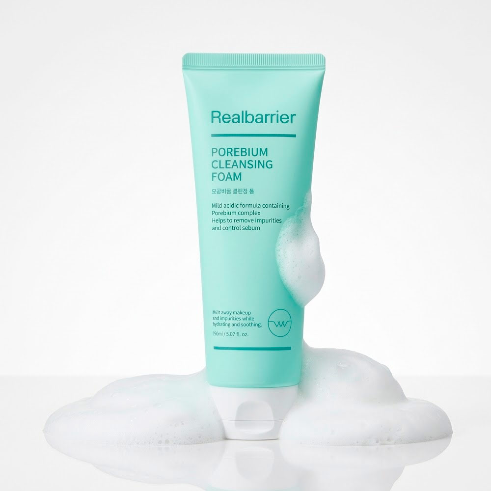 Энзимная пенка с кислотами для очищения кожи лица Real Barrier PoreBium Cleansing Foam 150 мл